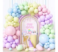 Ousuga Arco Palloncini Pastello, 130Pezzi Ghirlanda Palloncino Rosa Blu Giallo Verde Viola Macaron Arcobaleno Ragazzo Ragazza Uomini Donne Compleanno Valentino Fidanzamento Addio al Nubilato Decora