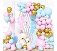 Ousuga Arco Palloncini Rosa Blu Oro, 103Pezzi Kit Ghirlanda Palloncino Rosa e Blu Pastello Coriandoli Dorato Ragazza Ragazzo Bambino Baby Shower Genere Rivelare Battesimo Compleanno Matrimonio Deco