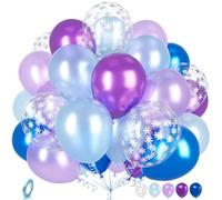 Ousuga Palloncini Blu Viola Frozen - 30 Pezzi 12 Pollici Metallici Con Fiocco di Neve Argento per Compleanno, Matrimonio, Anniversario, Baby Shower, Feste a Tema Ghiacciato