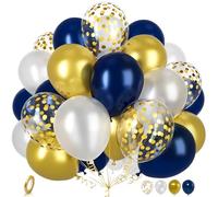 Ousuga - Palloncini in lattice blu navy e oro, 30 pezzi, 30 cm, blu scuro, bianco, oro metallizzato, set di palloncini in lattice, per uomini e donne, compleanni, matrimoni, baby shower, battesimi