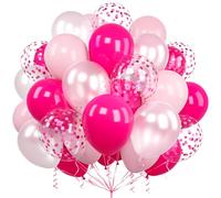Ousuga Palloncini Rosa Caldo, 60 Pezzi 12 Pollici Rosa Pastello Caldo Perlato Rosa Coriandoli Palloncini per Ragazze Donne Feste Compleanno Matrimoni Battesimo Baby Shower Anniversario Decorazioni