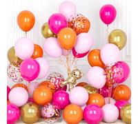 Ousuga - Palloncini rosa e arancione, 30 pezzi, 30 cm, rosa pastello opaco, rosa acceso, arancione, oro metallizzato, set di palloncini in lattice per ragazze e donne, compleanno, baby shower