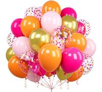 Ousuga - Palloncini rosa e arancione, 60 pezzi, 30,5 cm, rosa pastello, opaco, rosa acceso, arancione, oro metallizzato, set di palloncini in lattice, per ragazze e donne, compleanno, baby shower