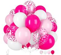 Ousuga Palloncini Rosa e Bianchi, 30 Pezzi 12 Pollici Palloncini Rosa Fucsia Opaco Pastello Coriandoli Palloncini per Compleanno Matrimonio Anniversario Baby Shower San Valentino Feste Decorazioni