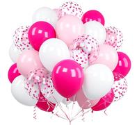 Ousuga Palloncini Rosa e Bianchi, 60 Pezzi 12 Pollici: Palloncini Rosa Fucsia Opaco Pastello Coriandoli per Compleanno Matrimonio Anniversario Baby Shower San Valentino Feste Decorazioni