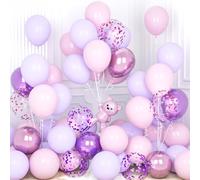 Ousuga - Palloncini rosa e viola, 30 pezzi, 30 cm, metallizzati, rosa pastello, viola, set di palloncini in lattice per ragazze e donne, compleanno, baby shower, matrimoni, anniversari, feste di