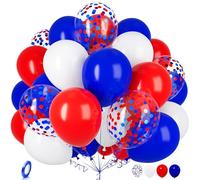 Ousuga Palloncini Rossi Bianchi e Blu, 30 Pezzi 12 Pollici Palloncini Blu Royal Rosso Bianco Coriandoli Palloncini Lattice per Compleanno Matrimonio Anniversario Baby Shower Laurea Baseball Decorazion