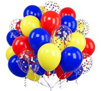 Ousuga Palloncini Rossi Blu Gialli, 60 Pezzi 12 Pollici Palloncini Bianco Rosso Giallo Blu Royal Coriandoli Palloncino per Ragazzi Compleanno Matrimonio Anniversario Baby Shower Feste Decorazioni