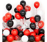 Ousuga Palloncini Rossi e Neri, 30 Pezzi 12 Pollici Palloncini Rosso Opaco Nero Bianco Coriandoli Palloncini Lattice per Compleanno Matrimonio Anniversario Bambini Baby Shower Laurea Feste Decorazioni