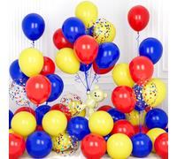 Ousuga - Set di 30 palloncini lattice rossi e gialli, 30 cm, bianco opaco, rosso, giallo, blu, per bambini, compleanni, baby shower, matrimoni, carnevale, fidanzamenti
