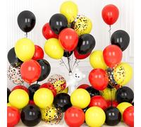 Ousuga - Set di 30 palloncini lattice rossi e neri, 30 cm, per festeggiamenti, matrimoni, fidanzamenti, carnevale, auto da corsa, sport