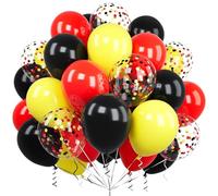 Ousuga - Set di 60 palloncini lattice rossi e neri, 30 cm, per festeggiamenti, matrimoni, fidanzamenti, carnevale, auto da corsa, sport