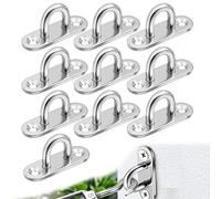 Ousuwo 10 piccoli ganci ovali da soffitto, robusta piastra con occhielli in acciaio inox per un montaggio sicuro sopra la testa, ideale per appendere vele, pannelli di copertura, applicazioni con