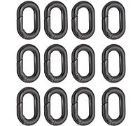 Ousuwo Confezione da 12 moschettoni ovali a molla, piccoli moschettoni in metallo con finitura nera, con anello portachiavi per accessori per borse, abbigliamento, viaggi, zaino, attrezzatura da