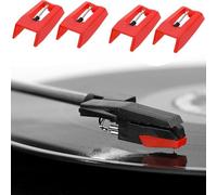 Ousuwo Confezione da 4 aghi per giradischi Ruby, ad alte prestazioni, ricambio per giradischi, pennino universale per fonografo per una migliore qualità del suono e durata