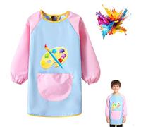 Ousuwo Grembiule da pittura per bambini, a maniche lunghe, impermeabile, per bambini dai 6 ai 12 anni, taglia XL per altezza 120-140 cm, grembiule protettivo per scuola, pittura artistica, cucina e