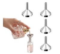 Ousuwo Set di 4 mini imbuti in alluminio, piccoli imbuti metallici per riempire flaconi di oli essenziali e liquidi cosmetici (argento)