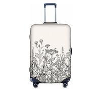 OUSXC La copertura protettiva per trolley con incisione botanica con erbe floreali è adatta per bagagli di dimensioni comprese tra 45,7 e 81,7 cm, bianco, X-Large