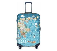 OUSXC La copertura protettiva per trolley con mappa della Grecia è adatta per bagagli di dimensioni comprese tra 45 e 81 cm, bianco, X-Large