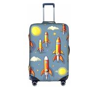 OUSXC La copertura protettiva per trolley con motivo a razzo è adatta per bagagli di dimensioni comprese tra 45,7 e 81,7 cm, bianco, X-Large