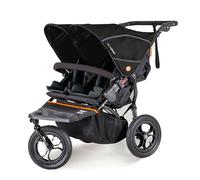 Out 'n' About - Passeggino doppio Nipper, passeggino laterale per neonati, 4 anni, passeggino doppio per tutti i terreni, colore nero Summit, parapioggia e cestino rimovibile inclusi