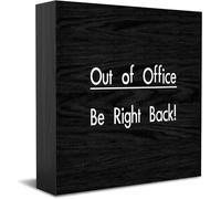 Out Of Office Be Right Back Targa in legno decorativa divertente per ufficio scatola di legno cartello decorazione per casa ufficio rustico casa fattoria quadrata cartello decorativo per mensola 12,7