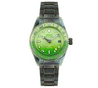 Out of Order MIDORI GMT Automatico Acciaio Data Verde Zaffiro Orologio Uomo