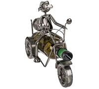 Out of the blue Portabottiglie in Metallo, Motociclista I, Circa 30 x 21 cm, Ideale Come Decorazione e Confezione Regalo, Multicolore