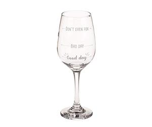 Out of the Blue 750116 - Bicchiere da vino stampato - Don't even ask - Bad day - Good day, per circa 420 ml, circa 22,5 cm, in confezione regalo in carta kraft