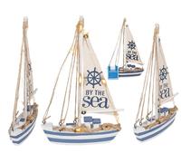 Out of the blue Barca a vela in legno con 7 LED, ca. 25 x 16 x 4 cm, batterie incluse