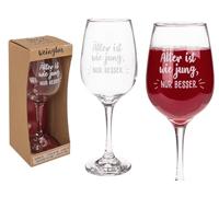 Out of the blue Bicchiere da vino, più vecchio è come giovane, solo meglio, per circa 420 ml, circa 22,5 cm, in confezione di carta kraft