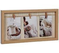 Out of the blue Cornice Filo stendibiancheria e 3 Mini mollette in Legno, Naturale, Circa 24 x 43 cm, Tessuto, Marrone