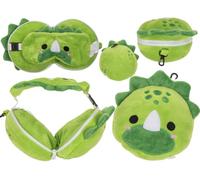 Out of the blue Cuscino da viaggio in peluche con maschera per gli occhi, dinosauri, ca. 17 x 14 x 10 cm