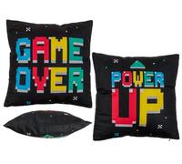 Out of the blue Cuscino reversibile Power Up & Game Over, con chiusura lampo, ca. 40 x 40 cm, 100% poliestere, peso: ca. 250 g