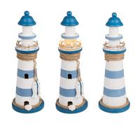 Out of the blue Faro in legno con LED, ca. 10 x 30 cm, per 2 batterie Mignon (AAA), standard