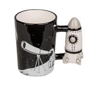 Out of the blue KG Astronauti Tazza con manico a razzo, Space Mug nero/bianco, in ceramica, in confezione regalo.