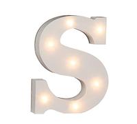 Out of the Blue Lettera S in Legno Illuminabile, con 7 LED, Altezza 16 cm