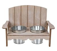 Out of the blue Panca per Fiori in Legno Naturale con 2 vasi in Zinco, Circa 35 x 24 cm