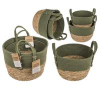 Set 2 Cestini Portaoggetti In Erba Marina 18/20cm