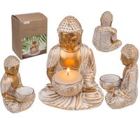 Out of the blue Statuetta decorativa Buddha, con porta candeline, ca. 10 x 8,5 x 14 cm