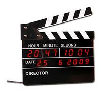 OFTB Sveglia Con Orologio Digitale, Ciak Con Data, Da Appendere, Cm. 22x22