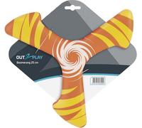 Out2Play Boomerang 25 cm, arancione e giallo, plastica, giocattolo all'aperto per bambini 6 anni e più
