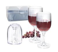 OUTALIZ Bicchieri da Vino in PET, 2 Pezzi Portatili Set Bicchieri da Vino Bianco, 200 ml PET Bicchiere da Vini Bianco, Rimovibile Bicchierino da Vini Trasparenti con Borsa e Scatola, per Campeggio