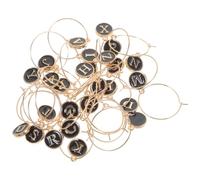 Outanaya 26 Pezzi Ciondoli Segnaposto per Bicchieri da Vino Lettere A-z in | Anelli Metallici Inclusi, Finitura Liscia Nera, per Stem Glass e Feste in Casa o Bar