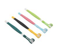 Outanaya 4 Pezzi Spazzolino Tripla Testa per Cani e Gatti di Media Colorati Spazzolino Orale Manuale in Plastica per Pulizia Denti e Rimozione Tartaro