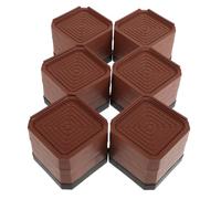 Outanaya 6 Pezzi Pad silenzioso anti-slip Riser di divano Riser di gabinetto rialzi letto quadrati sollevatori o rialzi per divani sollevatore di mobili plastica Brown