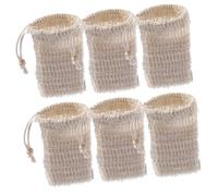 Outanaya 6 pezzi Sacchetti per Sapone in Naturale con Cordoncino Bianco Sapone da Viaggio Leggero Esfoliante e Schiumogeno per Doccia e Bagno Portatile per