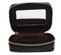 Outanaya Borsa Cosmesi da Viaggio in Pelle di Bovino Nera con Specchio Portatile per Ragazze e Donne con Tasca per Rossetto, per Feste e Uso Quotidiano