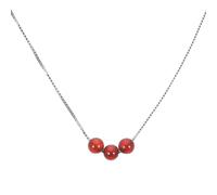 Outanaya Collana alla Moda per Donna Tre Perle, Girocollo in Argento Rosso, Catena Leggera per Clavicola, Gioielli di Moda per Uso Quotidiano e Feste, Regalo Elegante per Amiche e Parenti