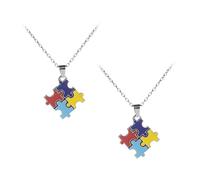 Outanaya Collana Consapevolezza Autismo 2 Pezzi in Lega Leggera e Facile da Indossare, Design Puzzle Colorato come Regalo di Compleanno Unico e Decorativo